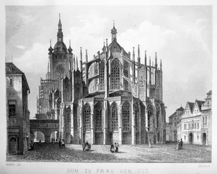 Illustration aus dem Buch Der Dom zu Prag von 1858, die die St.-Veits-Kathedrale zeigt